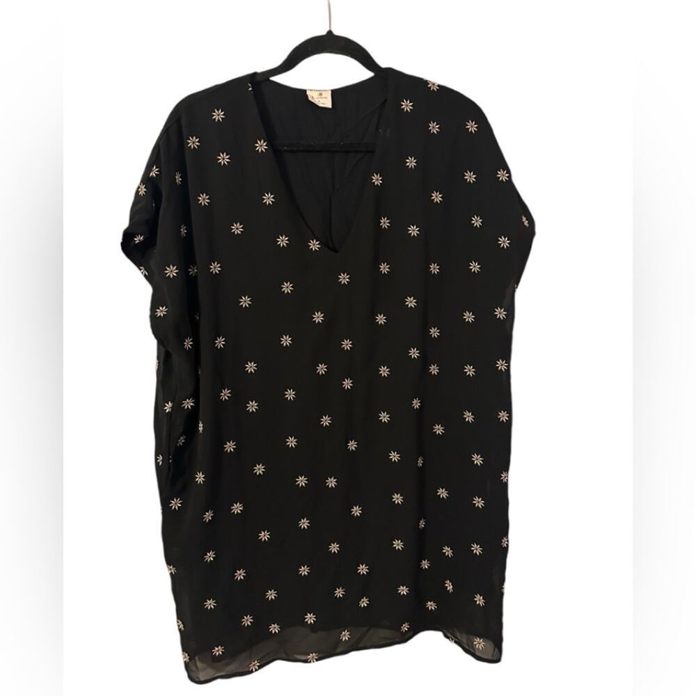 By Together Black/ Gold Star Oversized Tunic/Mini Dress with pockets Size S